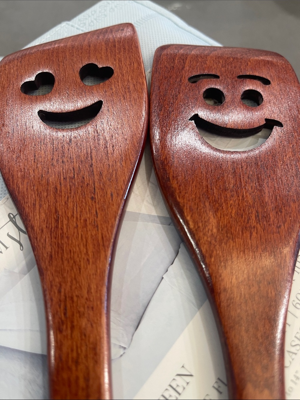 Wooden Smile Face Cooking Spoon Set - Brown - Picture 4 of 4